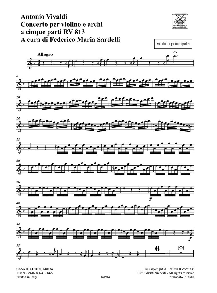 Concerto per violino e archi a cinque parti RV 813